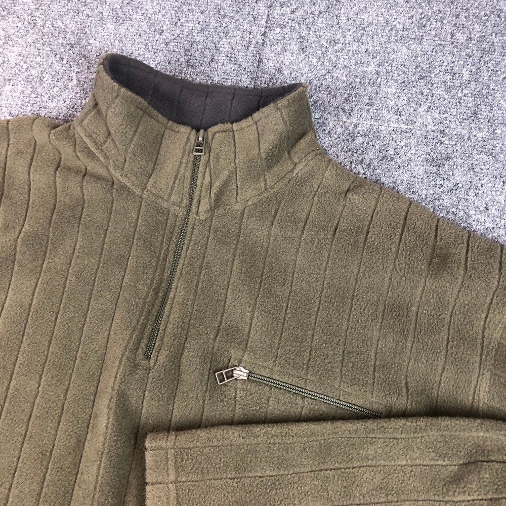 HIGHLAND OUTFITTERS Mens Fleece Pullover Jacket Green Size L Quarter Zip